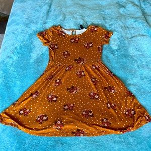 Short rusted orange floral dress